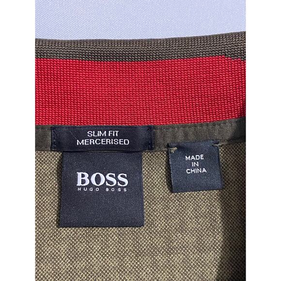 Hugo Boss Men’s Zip-Up Polo Shirt Size Large Brown Houndstooth Print - Picture 6 of 10